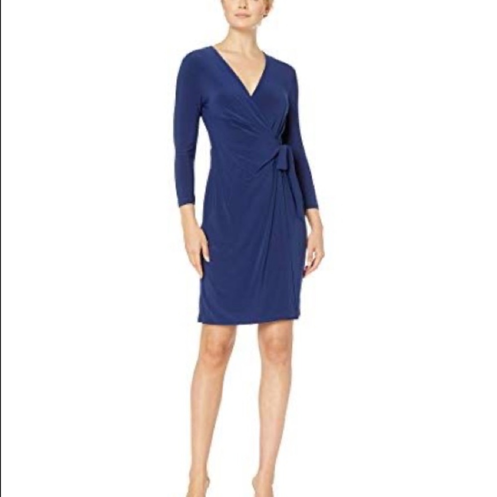 NWOT Anne Klein Faux Wrap Dress- Breton Blue